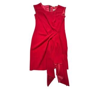 Rachel Roy Hot Pink Sleeveless Draped Front Zip Back Sheath Dress SZ S